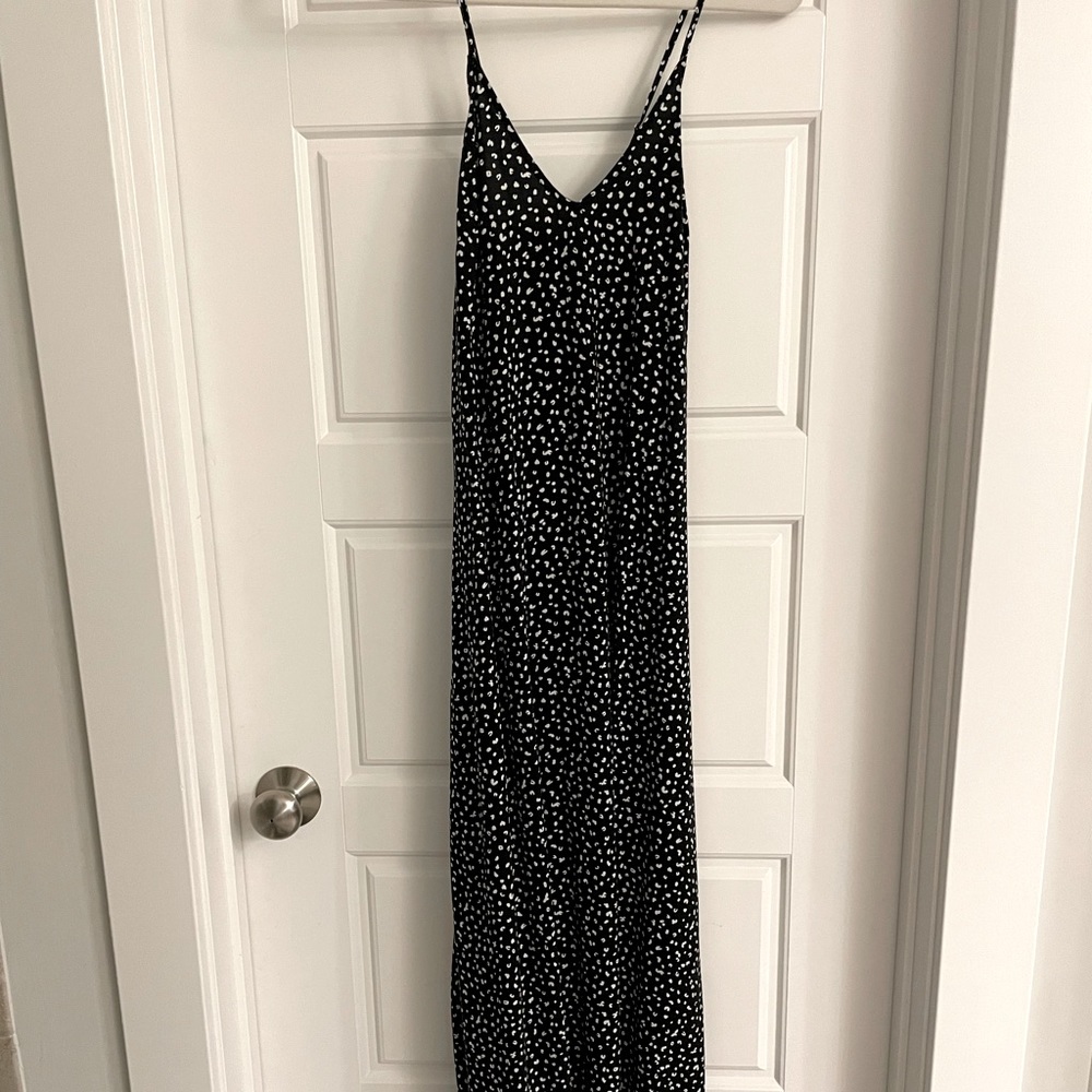 Old Navy Black Maxi Dress with White Dot Print